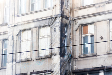 Detail of the facade of a building. Modern architecture.