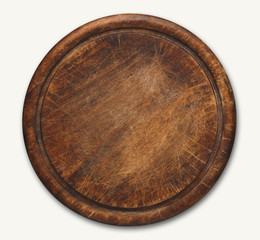 Wooden cutting board isolated on white background