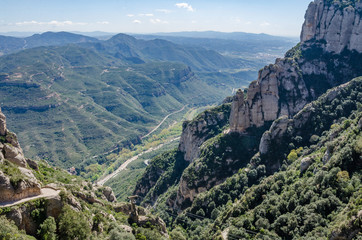 Fototapeta na wymiar A view looking down from the Montserrat mountian in Spain.
