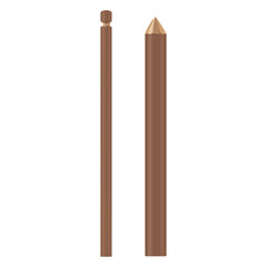 Wooden Stick of Brown Color Vector Illustration