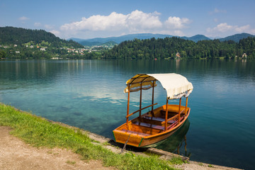 Boat on the  Lake Bled, Slovenia