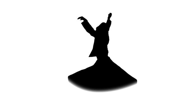 Sufi Turning  Silhouette. Alpha Channel Included.