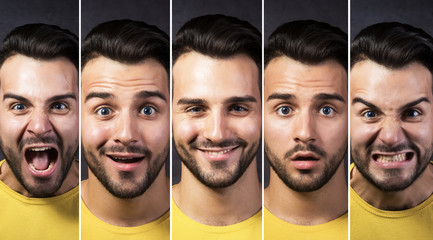 Man with different facial expressions