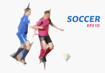Soccer from triangles. Lowe poly soccer. Vector illustration.