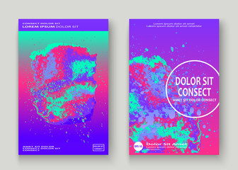 Neon splash artistic cover design. Fluid holographic gradient explosion splatter texture background. Trendy creative template vector Cover Report Catalog Brochure Flyer Product