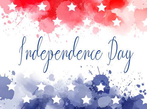USA Independence day watercolor splashes background