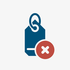 Tag icon, business icon with cancel sign. Tag icon and close, delete, remove symbol