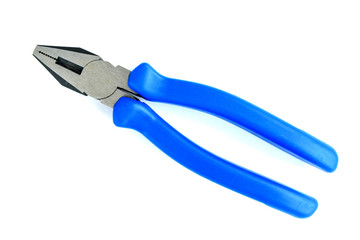Blue pliers isolated on white background