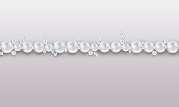 Wedding pearl background line of pearls on grey and white background