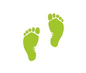 Human footprint. Black silhouette of man footprints. Vector icons isolated on white background 