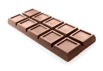 Delicious chocolate bar on white background