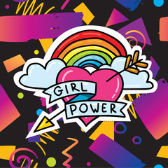Trendy card design with girl power sticker
