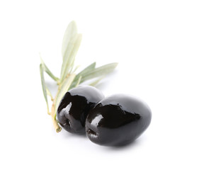 Black olives on white background