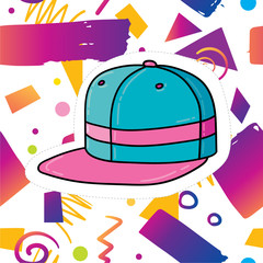Trendy card design with hip-hop hat sticker