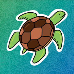 Card print design with sea turtle