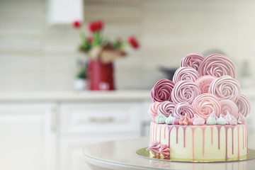 Beautiful festive cake biscuit with different creams