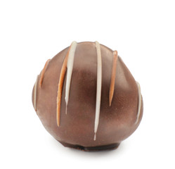 Obraz premium Tasty dark chocolate candy on white background