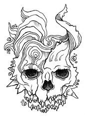 Dämon Schädel Fantasy Tattoo