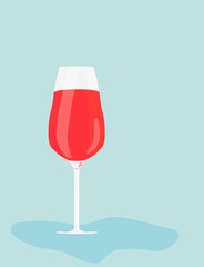 red summer cold drink in wine glass 3D vector illustration 