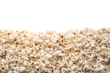 Delicious popcorn on white background