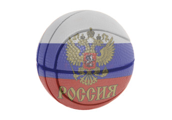 Russian Flag with coat of arms on basketball ball