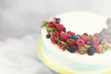 Beautiful festive cake biscuit with different creams