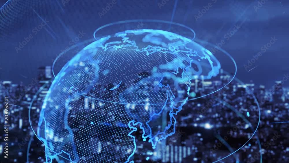 Aufkleber smart city and global communication network concept. iot(internet of things). ict(information commun