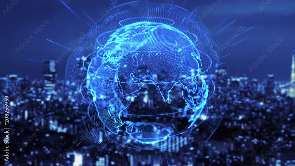 Aufkleber smart city and global communication network concept. iot(internet of things). ict(information commun