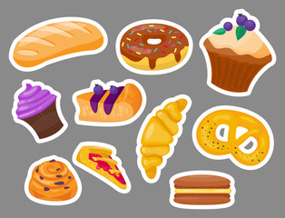 Cookie cakes tasty snack delicious chocolate homemade pastry biscuit vector illustration