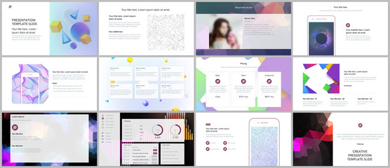 Minimal presentation, portfolio templates with vibrant geometric backgrounds made simple shapes in hipster style. Brochure cover vector design. Presentation slides for flyer, leaflet, brochure, report