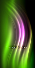 Neon glowing wave, magic energy and light motion background