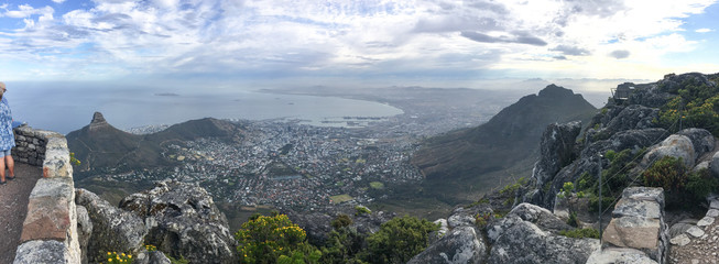 Panorama view from Table Mountain over Cape Town, South Africa