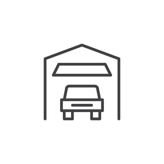 Car garage outline icon. linear style sign for mobile concept and web design. Indoor Parking simple line vector icon. Symbol, logo illustration. Pixel perfect vector graphics