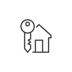 Home Key outline icon. linear style sign for mobile concept and web design. House key simple line vector icon. Symbol, logo illustration. Pixel perfect vector graphics