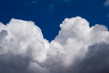 Beautiful bright colored sky with clouds in the evening at sunset, spring landscape
