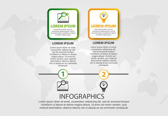 Vector modern 3D illustration. An infographic template with 2 steps and an image of two squares. Use for business presentations, education, web design. Place for text and icons