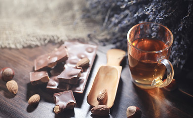 Brewed tea on a serving table