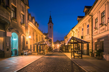 Fototapeta na wymiar Night view on the old town in Kamnik, Slovenia