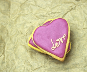 cookie-hearts with a glaze