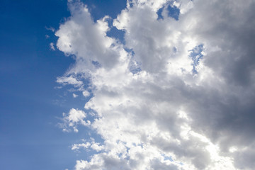 Blue sky background with clouds  close-up