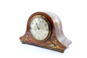 Vintage Antique Retro Table Clock on white Background