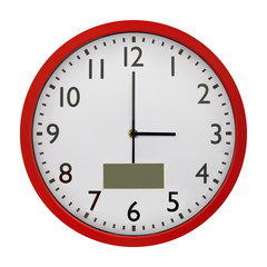 red wall clock isolated on white background