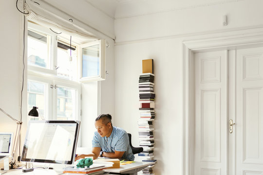 Editor working in office