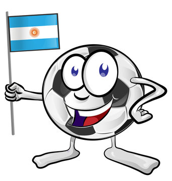 soccer ball cartoon with argentina flag