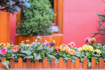 Fototapeta na wymiar Flower decorated house in Turkey.