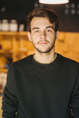 True emotions. The profile. Young man in an interview. Listens attentively. Business portrait. Employment.