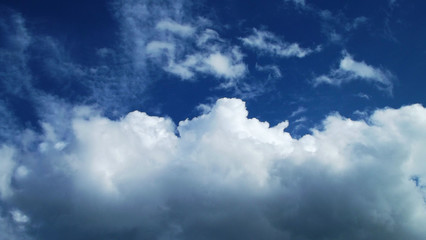 Naklejka na ściany i meble White clouds on a blue sky background.Natural background.