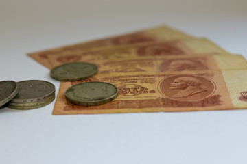 soviet money on white background