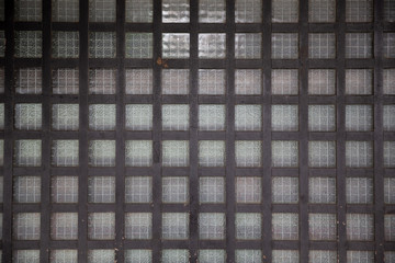 close up of Japanese old wooden grid window or door.