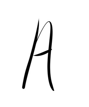 Expressive brush calligraphic handwritten script letters A